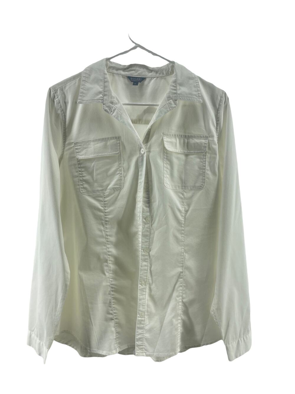 Bogari White Button Down Long Sleeve Shirt Women's Size Large